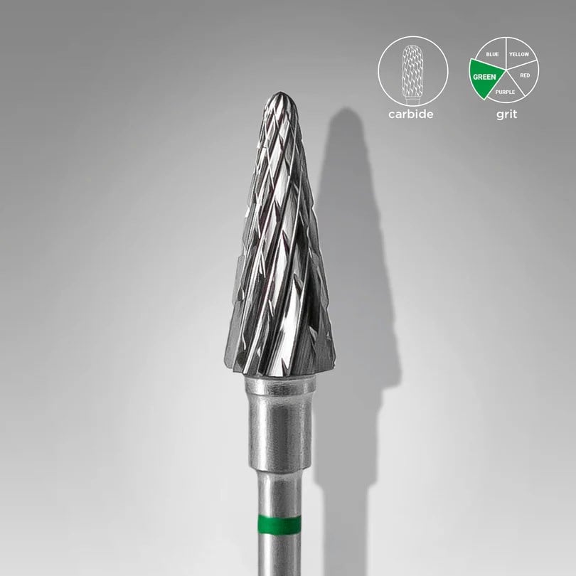 Sert Alaşım Koni Freze, Yeşil, Çap 6 mm / Çalışma Kısmı 14 mm