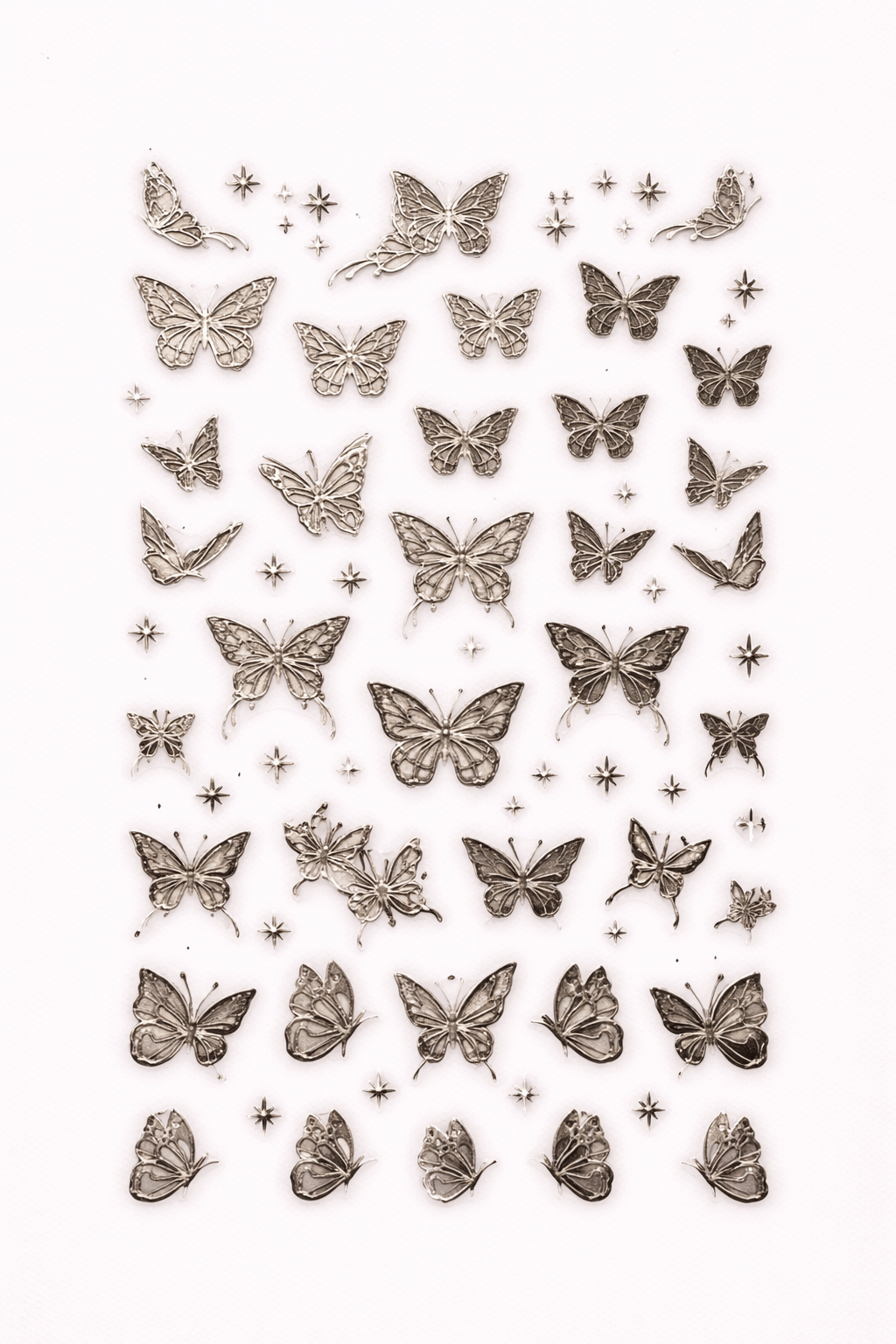 Silver Butterfly Minimal Nail Art Sticker – SW-CS084