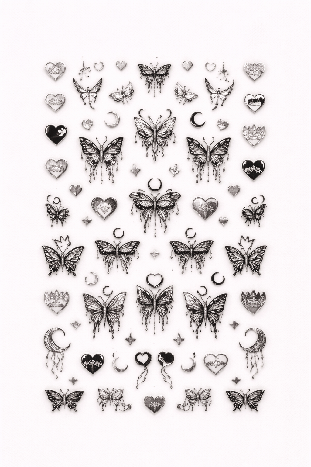 Silver Gothic Butterfly Nail Art Sticker – SW-CS064