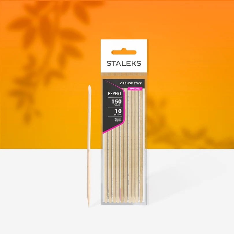 STALEKS PRO Portakal Manikür Çubuğu, Ahşap 150 mm (10 Adet)