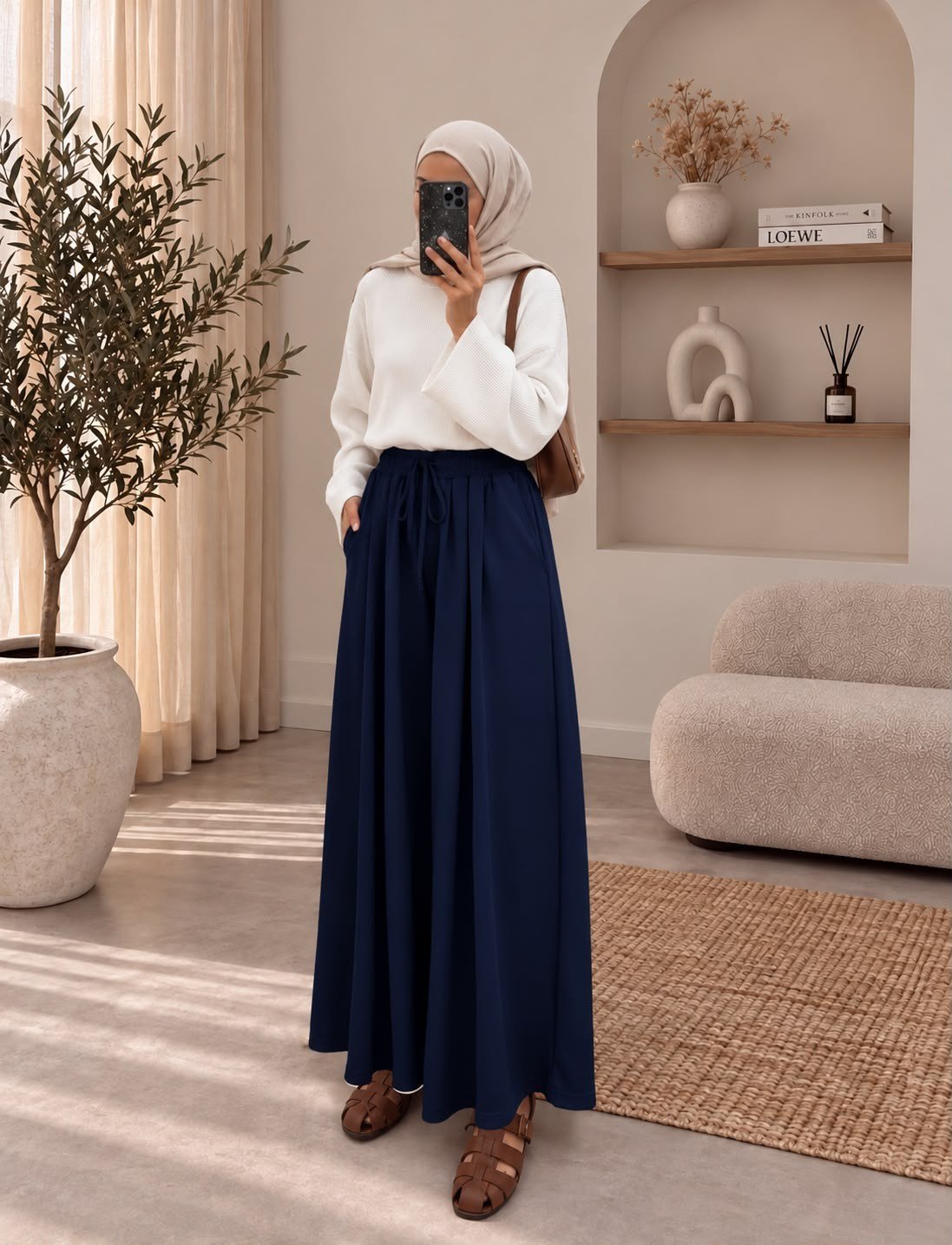 Cepli Etek Pantolon - Lacivert kadın giyim ürün görseli Arzestore
