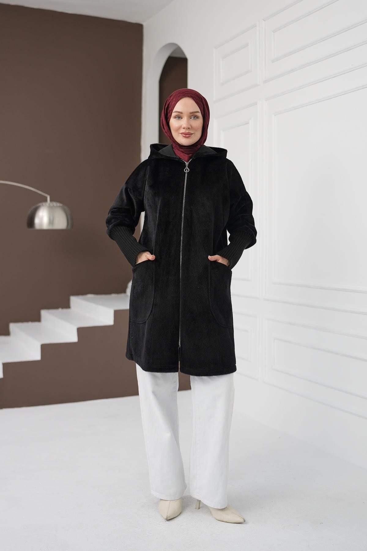 Fermuarlı Cepli Fox Hırka - Siyah kadın giyim ürün görseli Arzestore
