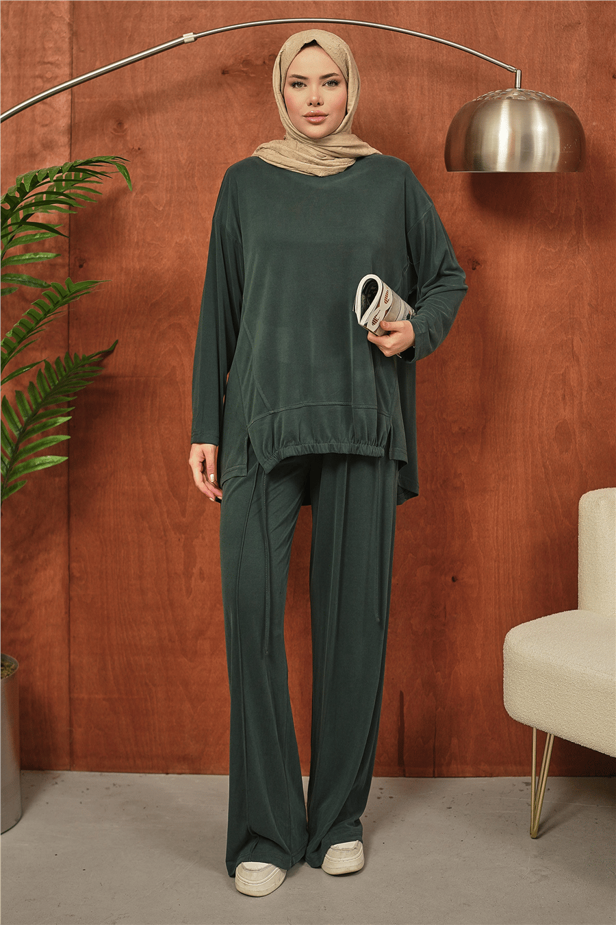 Haki Oversize Rahat Kesim Tesettür İkili Takım kadın giyim ürün görseli Arzestore