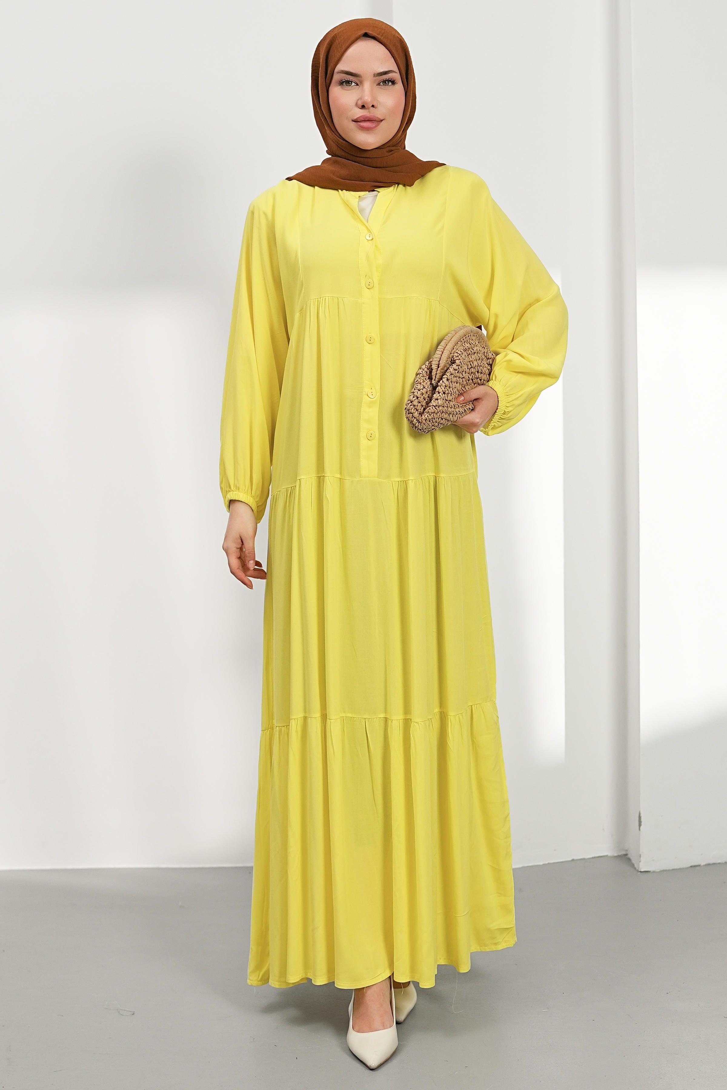 Kat Kat Salaş Elbise - Sarı kadın giyim ürün görseli Arzestore