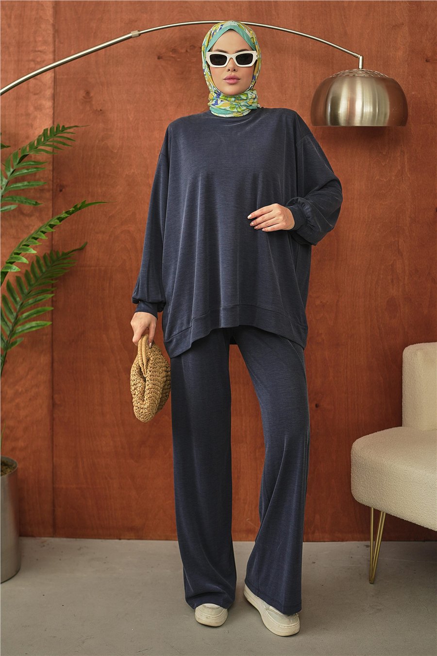 Lacivert Oversize Rahat Kesim Tesettür Takım kadın giyim ürün görseli Arzestore