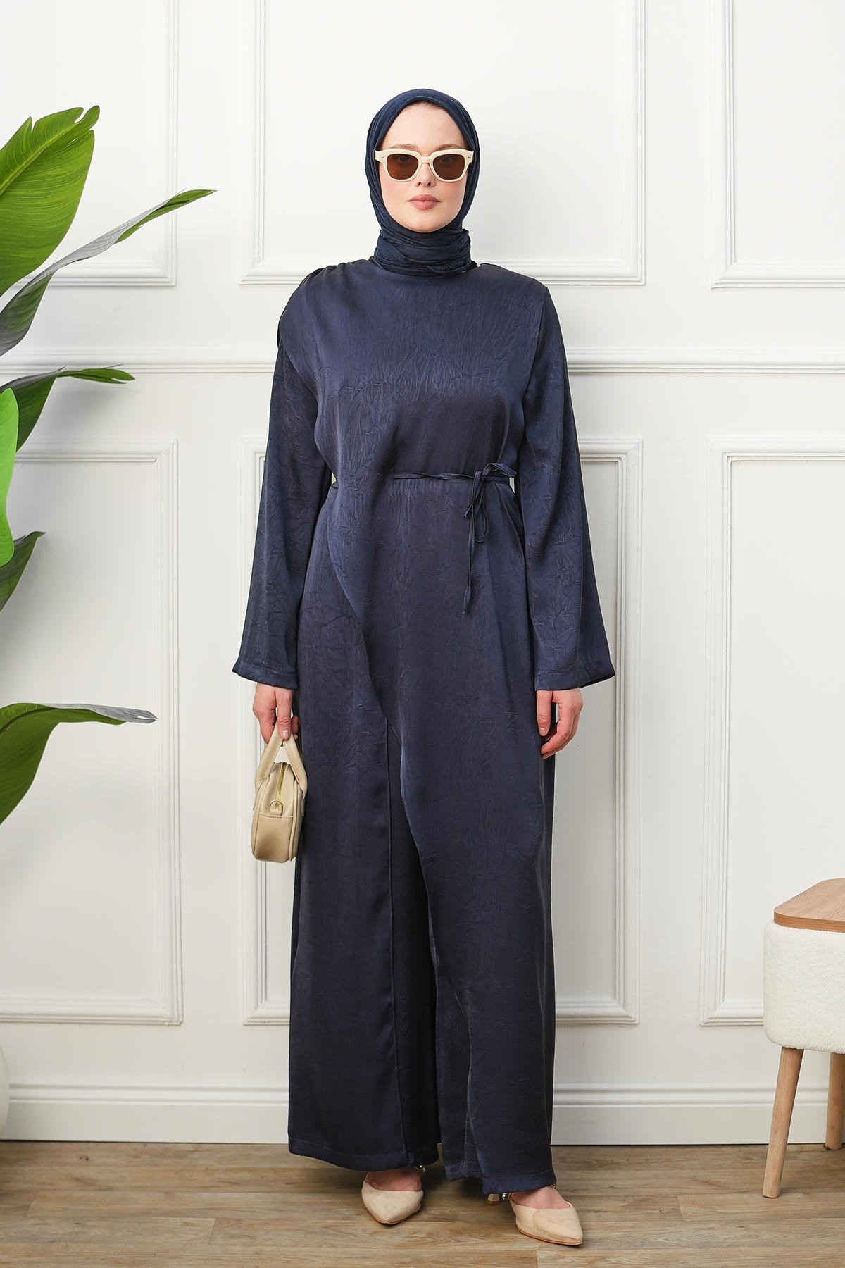 Saten Tulum Elbise - Lacivert kadın giyim ürün görseli Arzestore