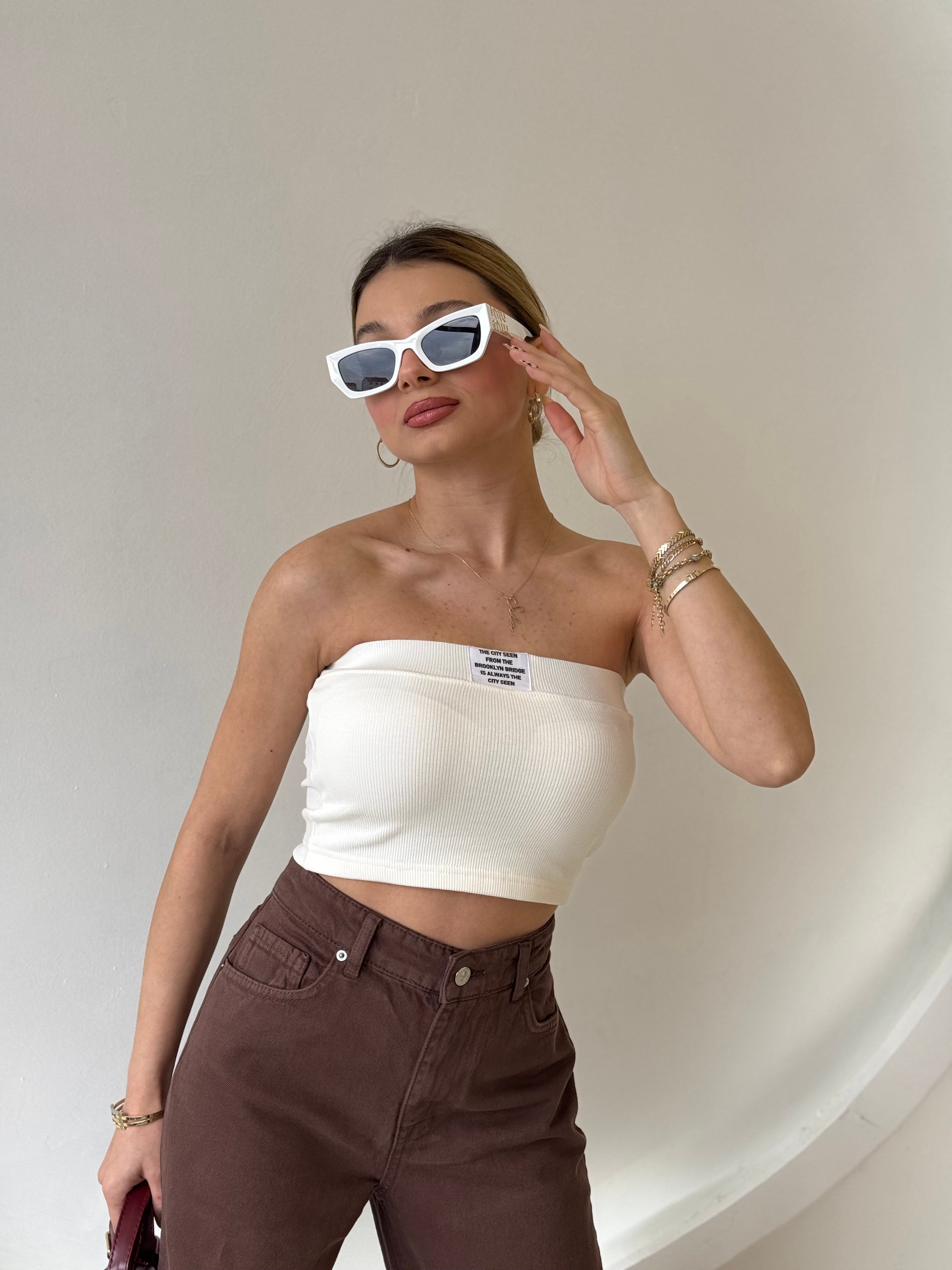 Ekru Fitilli Crop