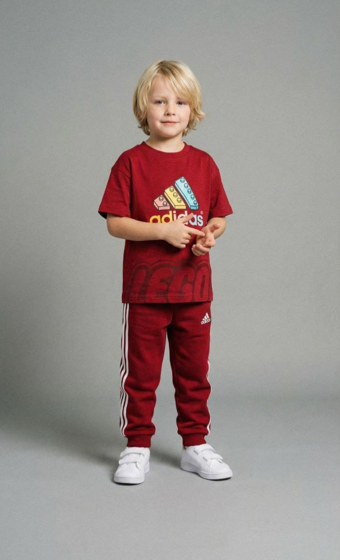 LUMIKIDS Markalı Baskılı 2 li set Bordo