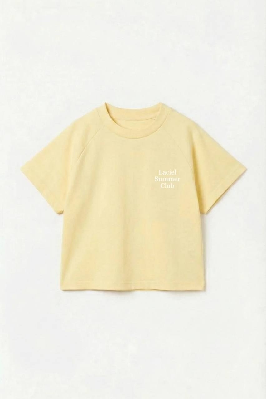 Oversize Ön arka Baskılı Sarı T-shirt