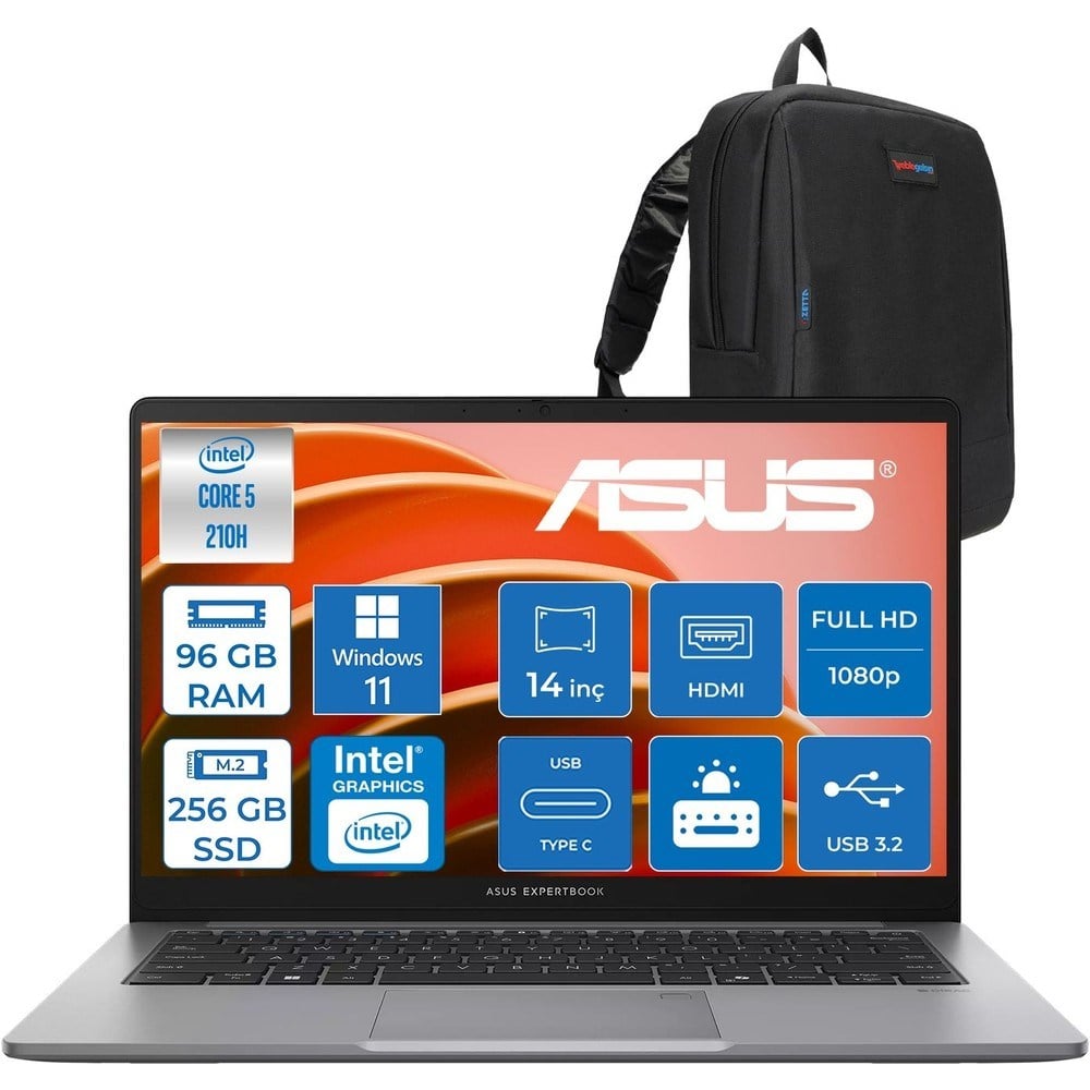 Asus Expertbook P1 P1403CVA Intel® Core™ 5 210H 96GB Ddr5 256GB SSD 14