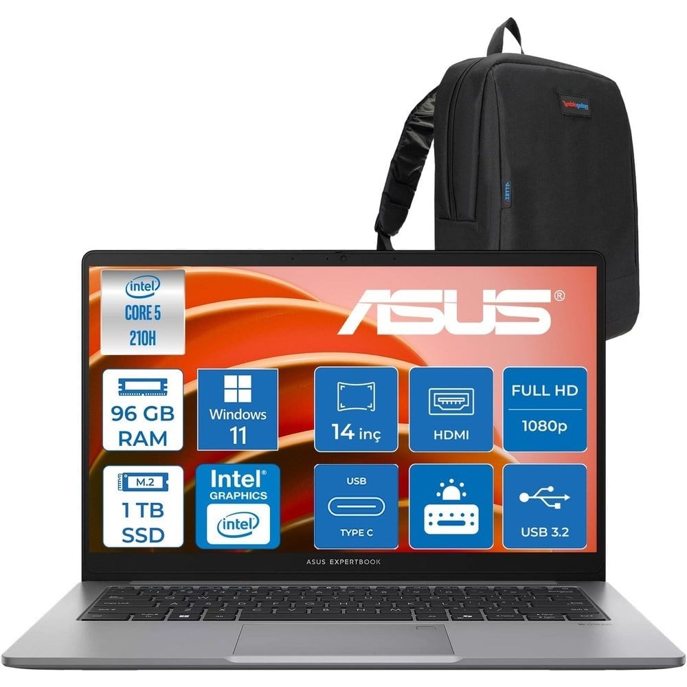 Asus Expertbook P1 P1403CVA Intel® Core™ 5 210H 96GB Ddr5 1tb SSD 14