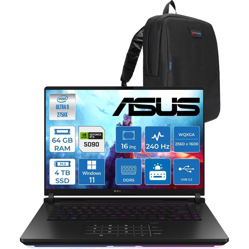 Asus Rog Strix Scar 16 G635LX-RW145 Ultra 9 275HX Aı 64GB GB 4tb SSD 24GB/RTX5090 Gddr7 175W 16