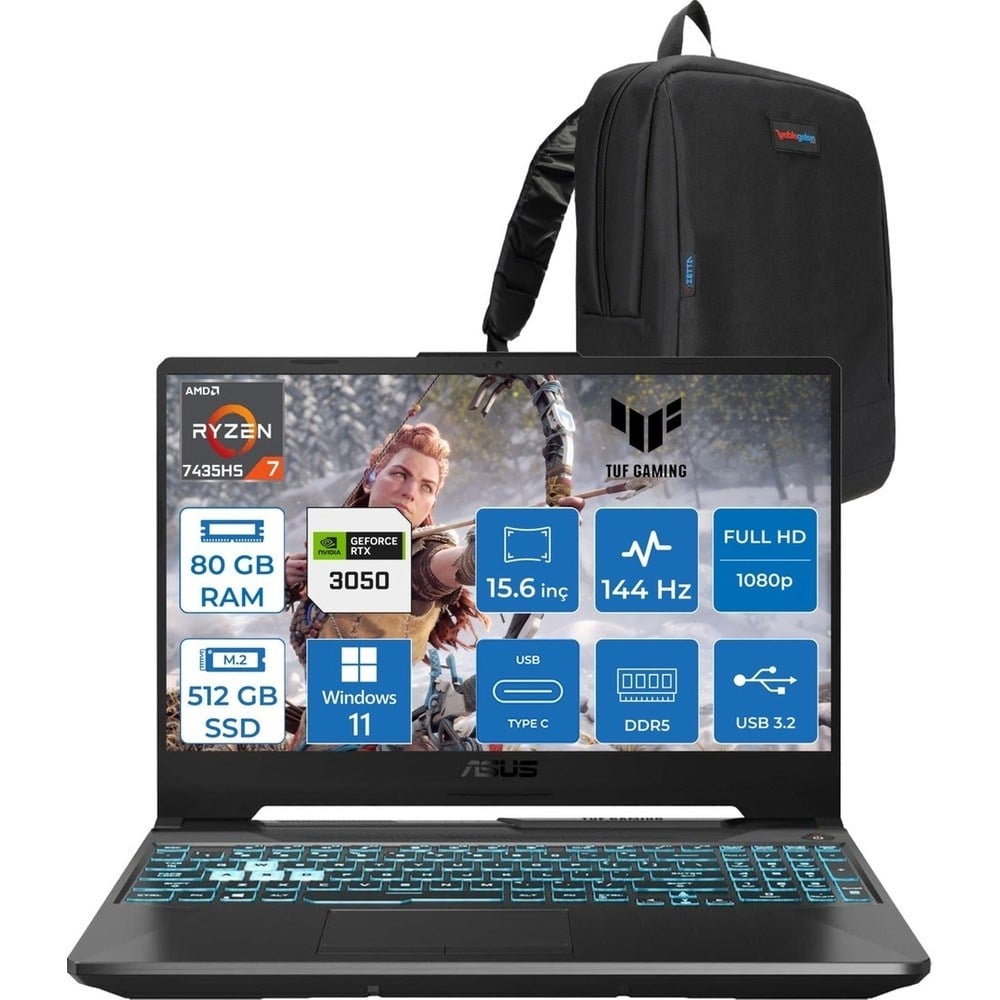 Asus Tuf Gaming A15 FA506NCR Amd Ryzen 7 7435HS 80 GB 1tb SSD RTX3050 4 GB 15.6