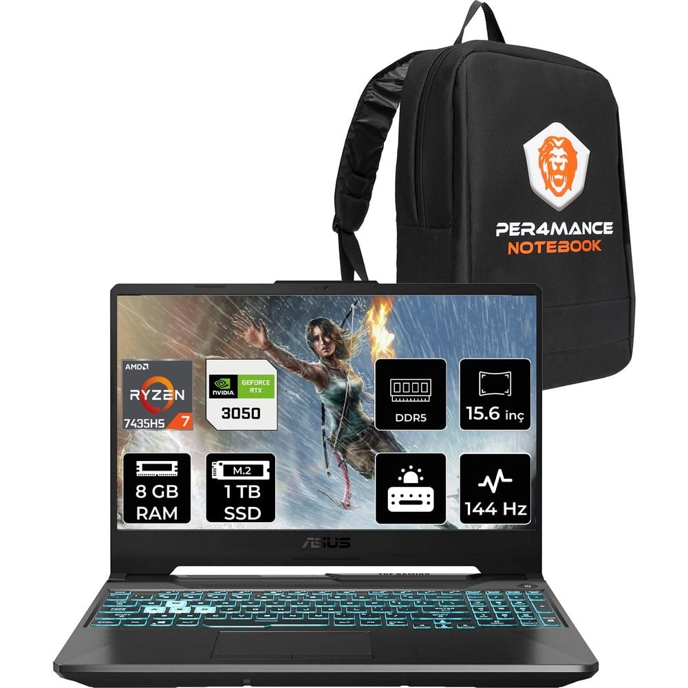 Asus Tuf Gaming A15 Ryzen 7 7435HS RTX 3050 Gaming Laptop 8GB RAM 1TB SSD 15.6