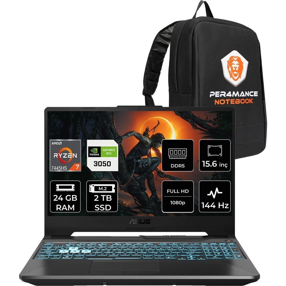 Asus Tuf Gaming A15 Ryzen 7 7445HS RTX 3050 Gaming Laptop 24GB RAM 2TB SSD 15.6