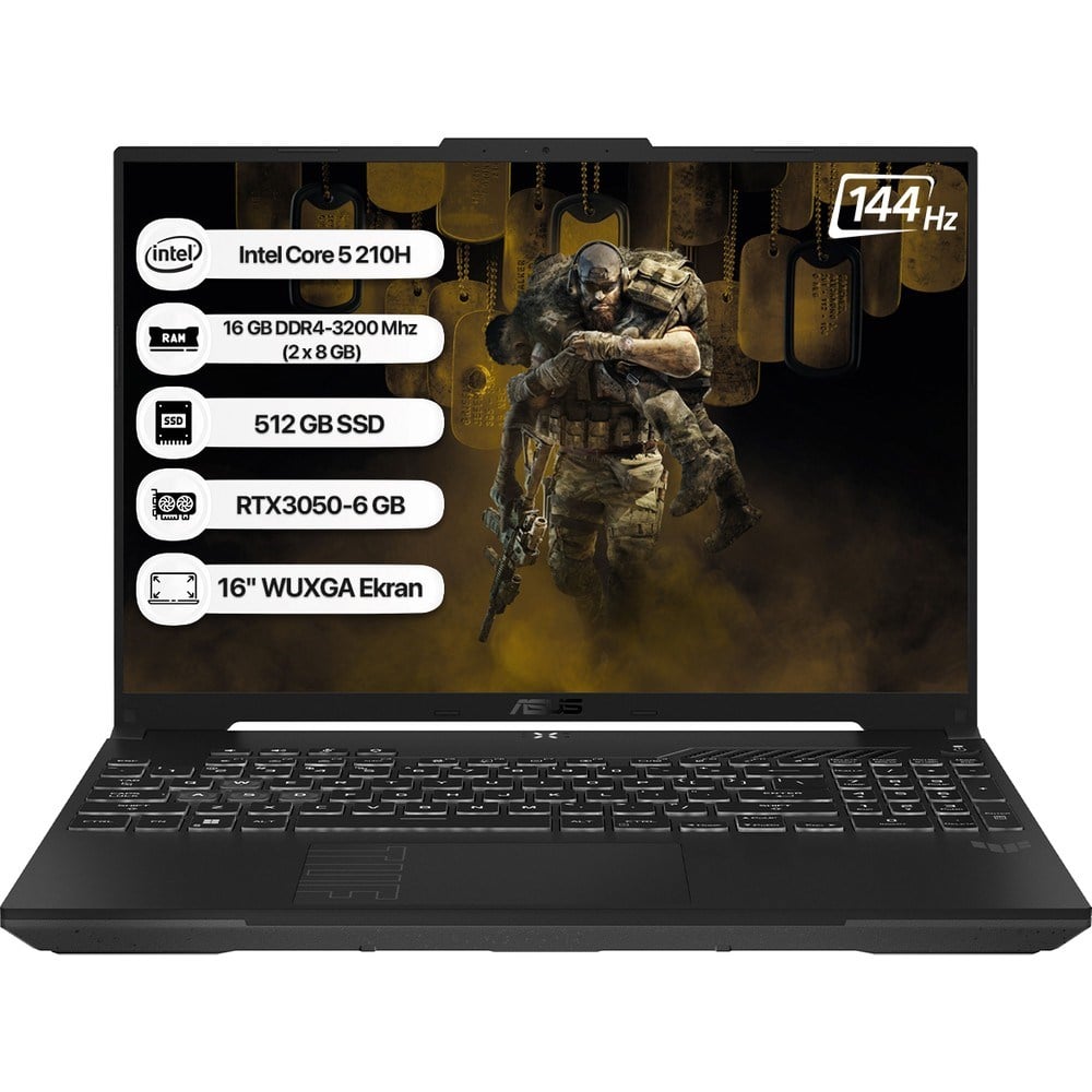 Asus Tuf Gaming F16 FX607VJ-RL059 Intel Core 5 210H 16GB 512GB SSD RTX3050-6GB 65W Freedos 16