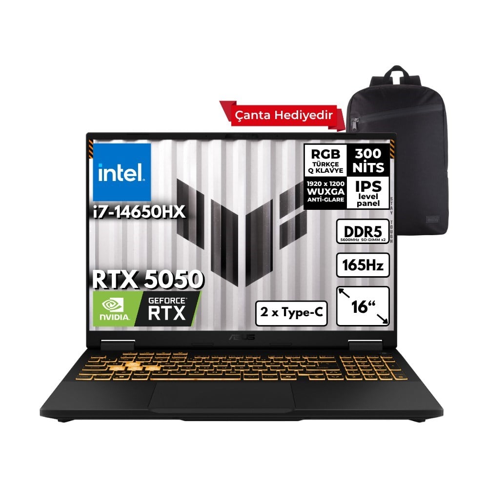 Asus Tuf Gaming F16 I7-14650HX 48-Gbddr5 1 Tbssd RTX5050 (8GB-GDDR7-115W) 16