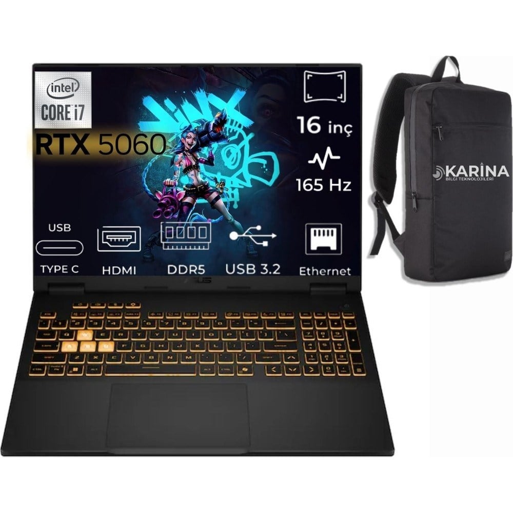 Asus Tuf Gaming F16 I7-14650HX FX608JMR-RV024-006 16GB 2tb RTX5060 Freedos 16