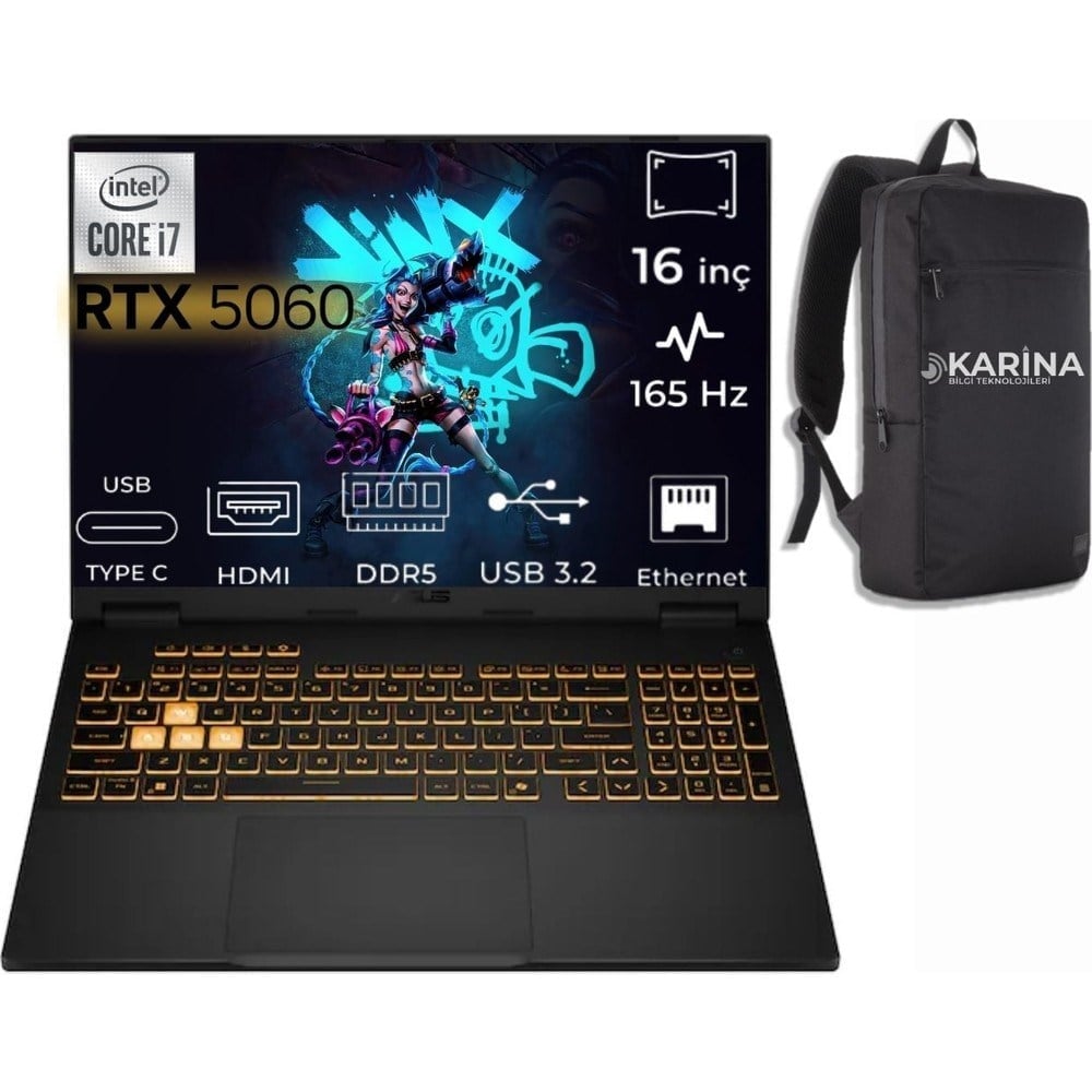 Asus Tuf Gaming F16 I7-14650HX FX608JMR-RV024-004 64GB 1tb RTX5060 Freedos 16