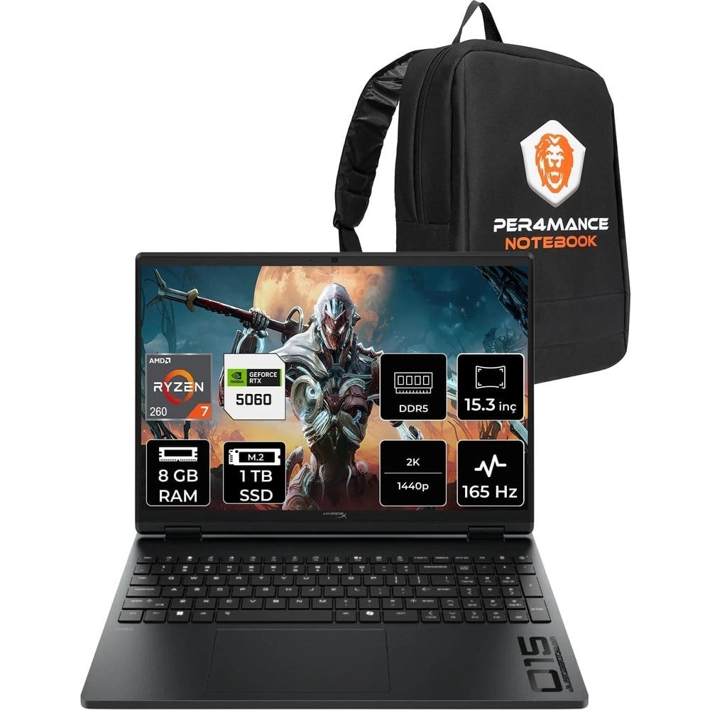 HP Hyperx Omen 15 Ryzen 7 260 RTX5060 8gb 8gb Ram 1tb SSD 15.3