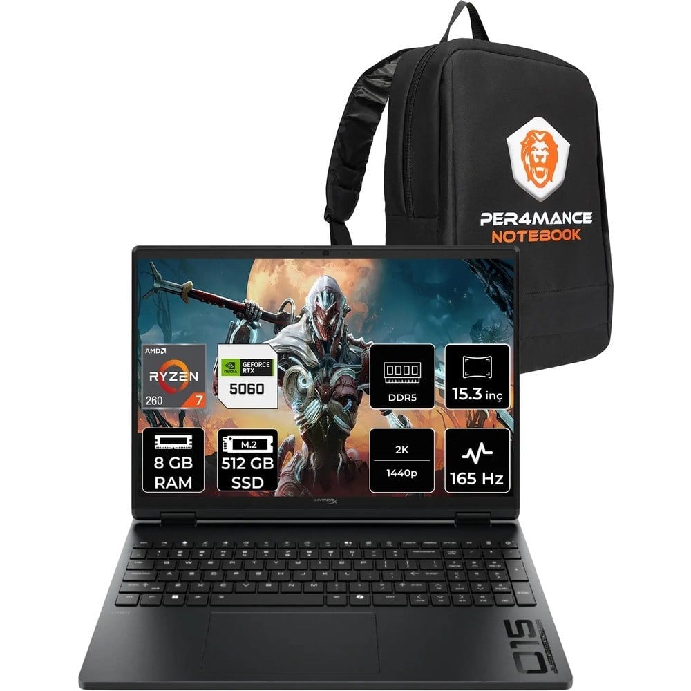 HP Hyperx Omen 15 Ryzen 7 260 RTX5060 8gb 8gb Ram 512GB SSD 15.3