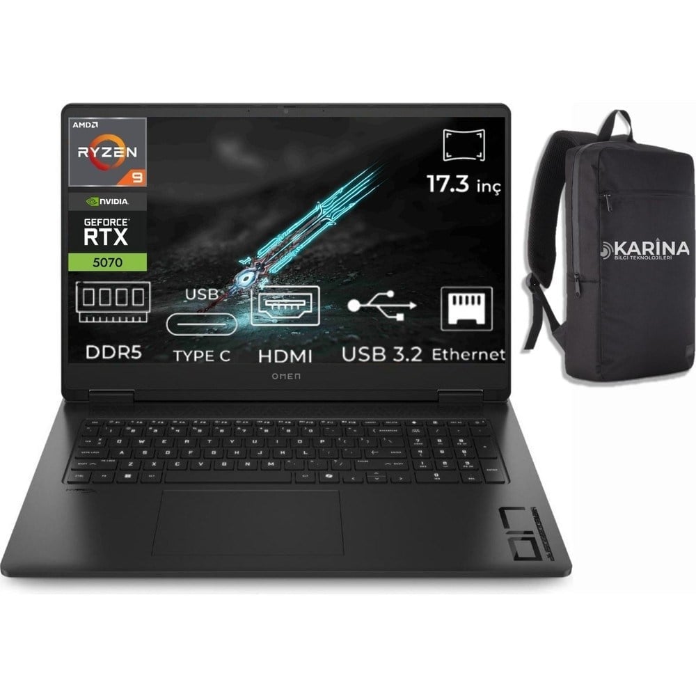HP Omen 17-DB1003NT Ryzen Aı 9 365 C67G1EA-K19 32GB 4tb+4tb RTX5070 8gb Freedos 17.3