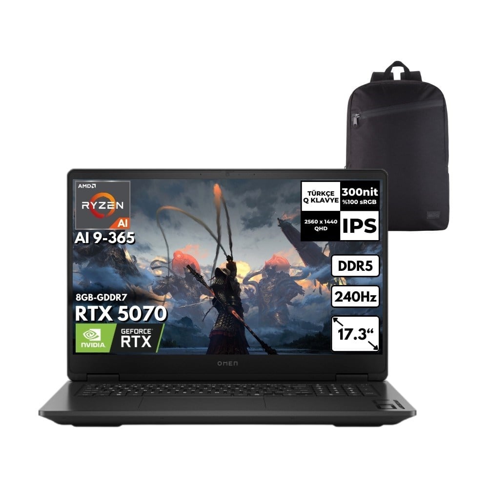HP Omen 17-DB1020NT Ryzen Aı 9-365 40-Gbddr5 1 Tbssd RTX5070 (8gb-Gddr7) 17.3