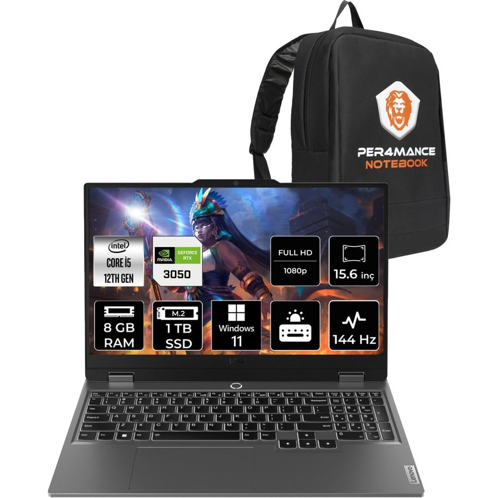 Lenovo Loq i5 12450HX RTX 3050 Gaming Laptop 8GB RAM 1TB SSD 15.6