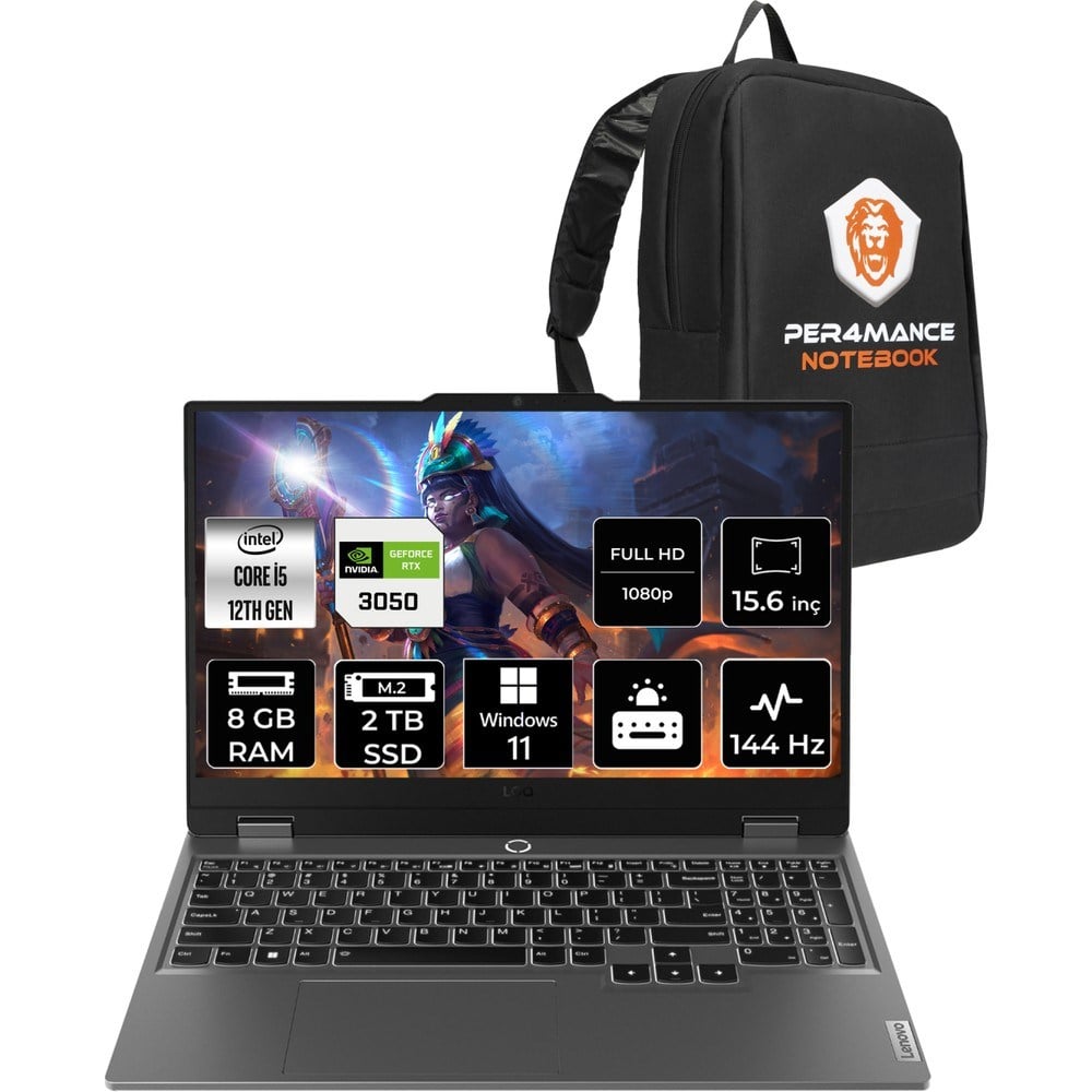 Lenovo Loq i5 12450HX RTX 3050 Gaming Laptop 8GB RAM 2TB SSD 15.6