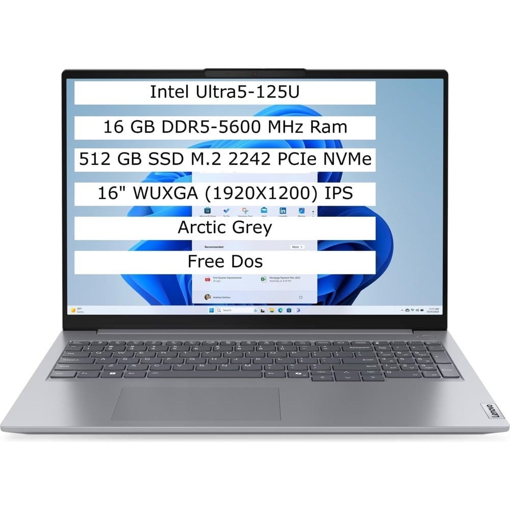 Lenovo Thinkbook 16 Intel Core Ultra 5 125U 16GB 512GB SSD 16