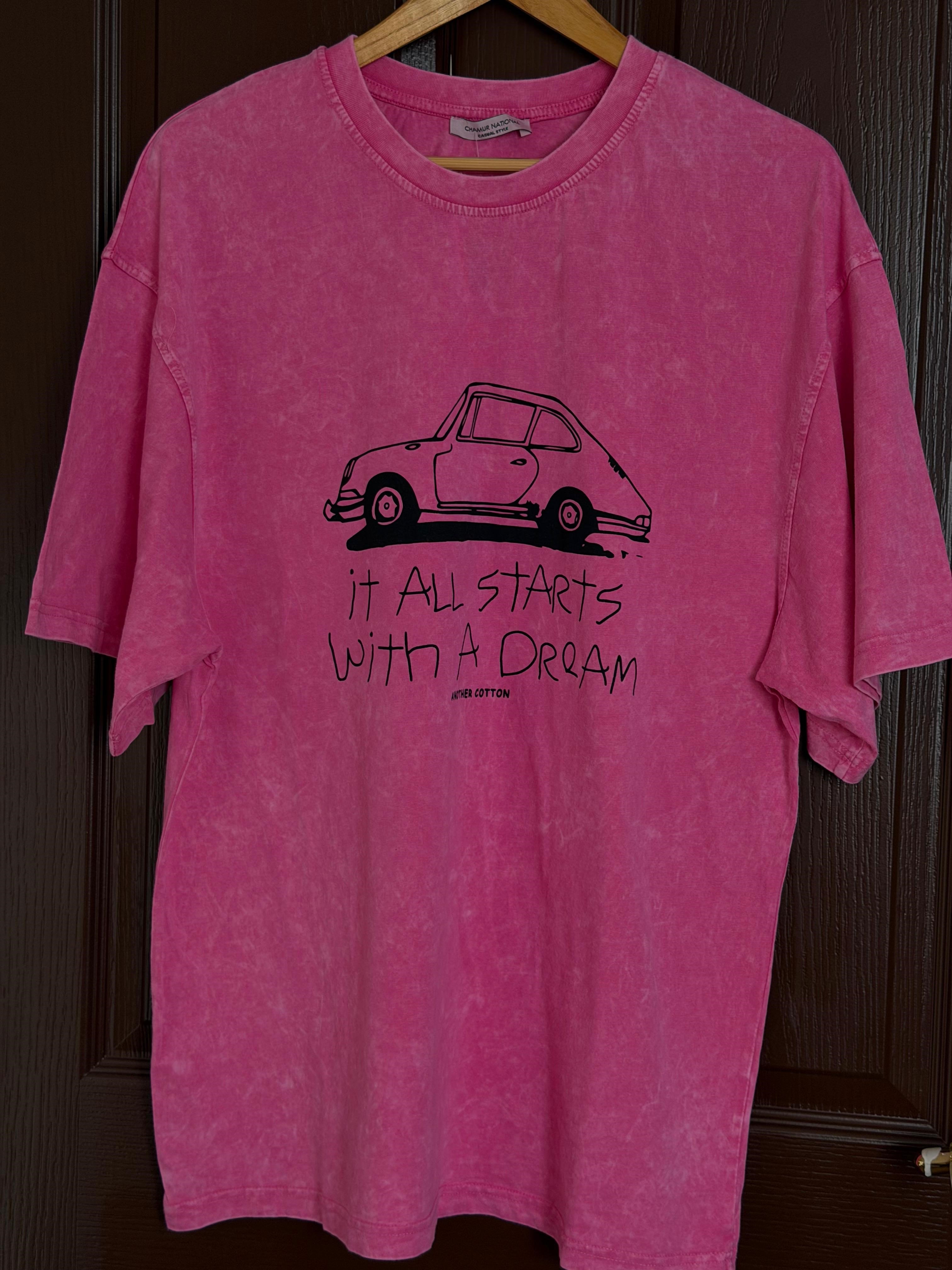 Arabalı Oversize Pembe Tshirt