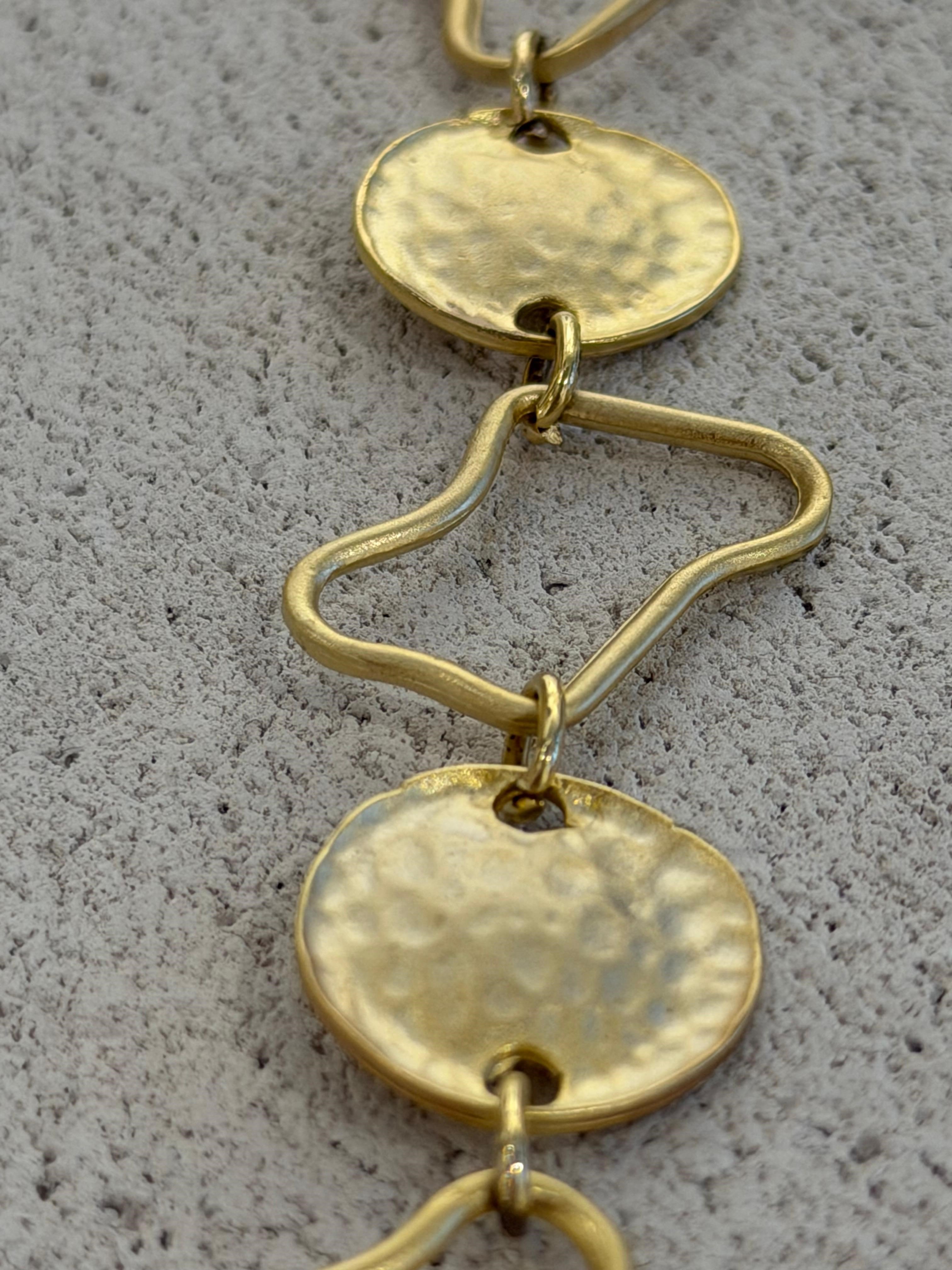 Bohem Gold Kaplama Daire ve Yamuk Detaylı Bileklik