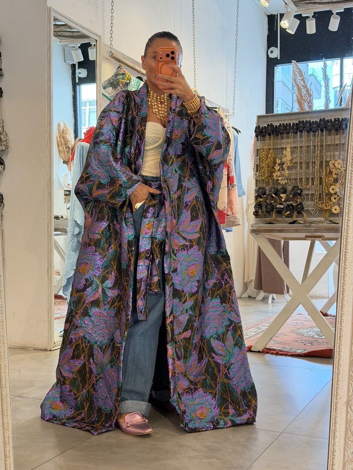 Gökkuşağı Kimono Brokar Kumaş 