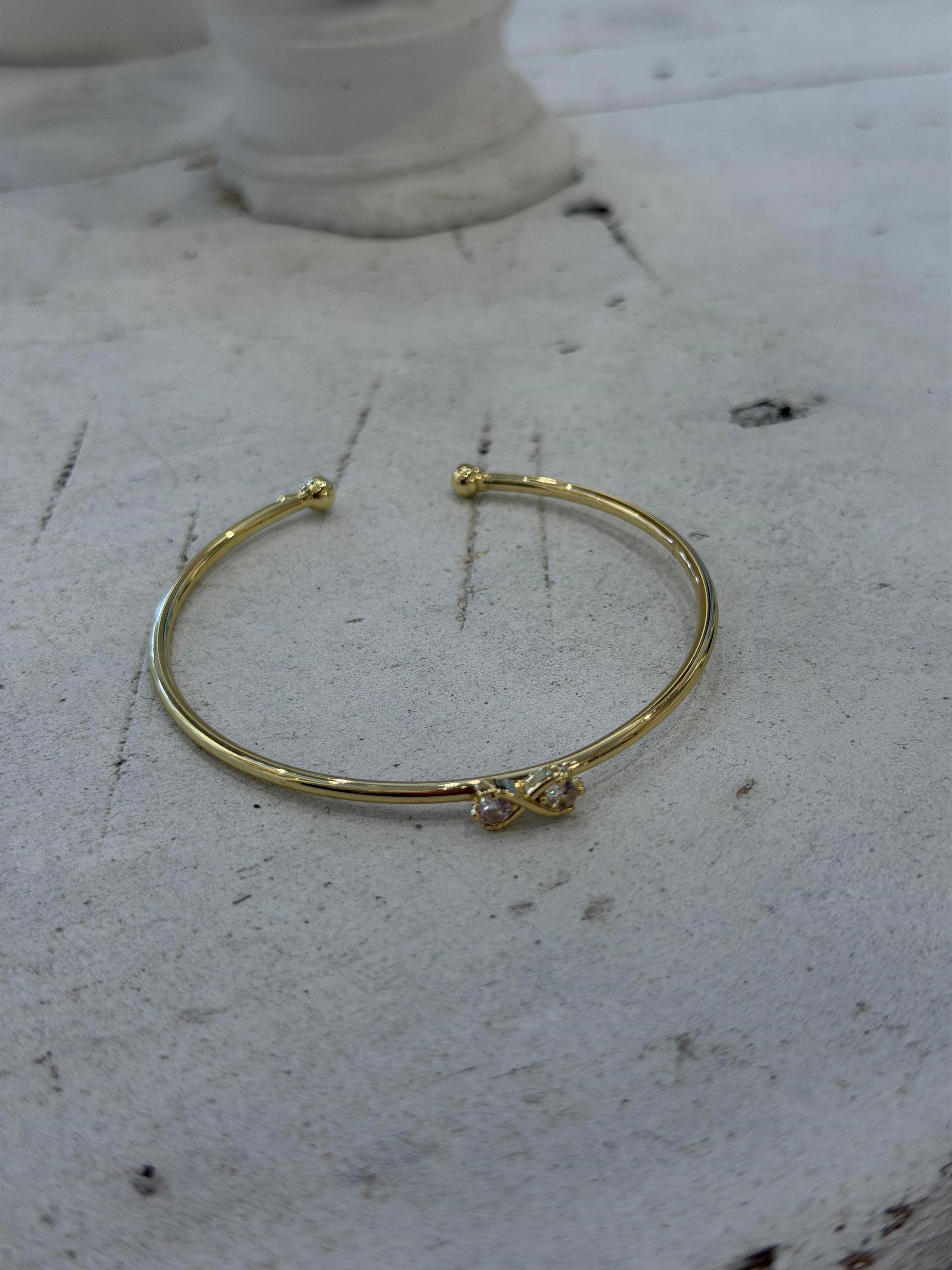 Gold Minimal Taş Detaylı Bileklik 