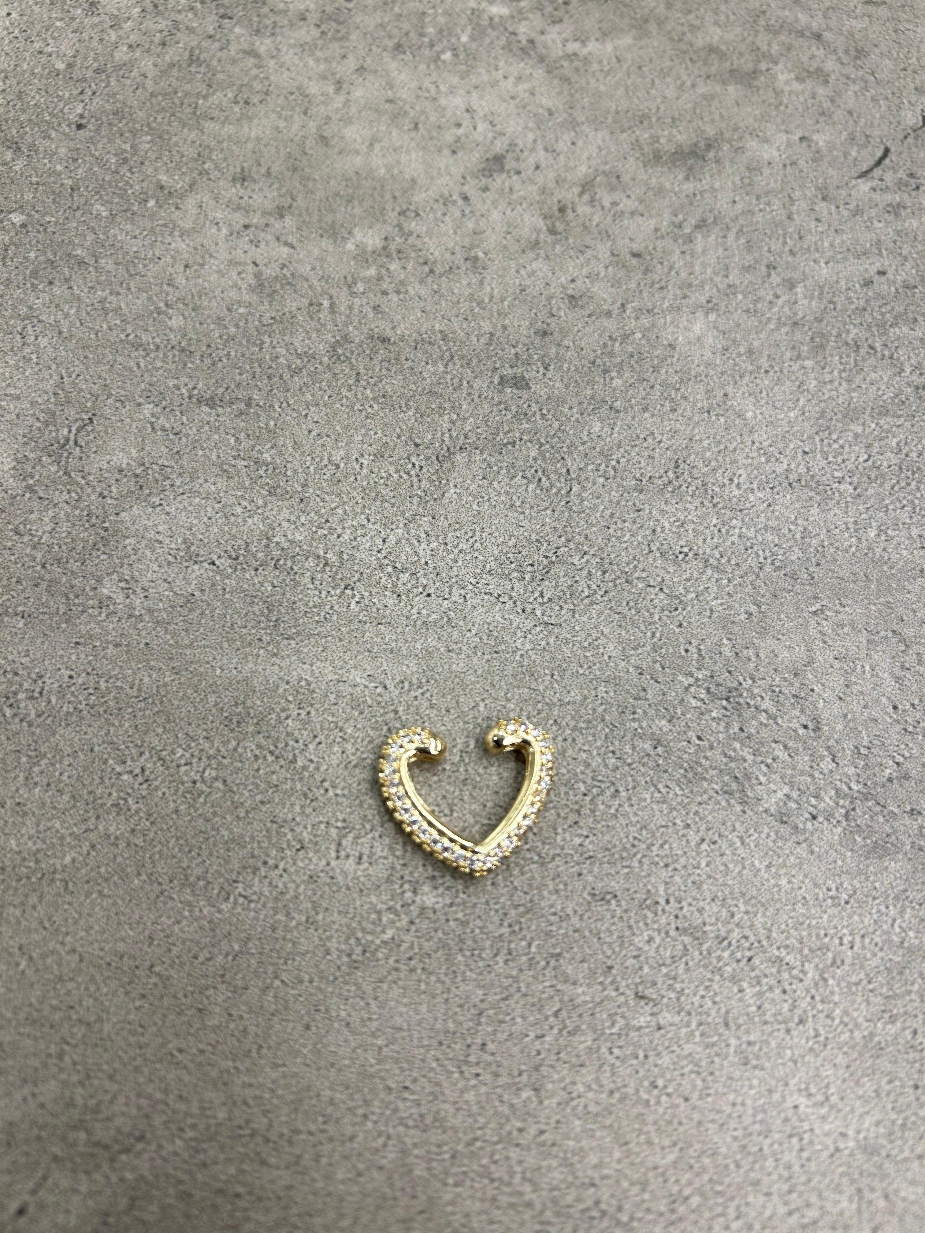 Kalp Model Gold Kıkırdak Küpe