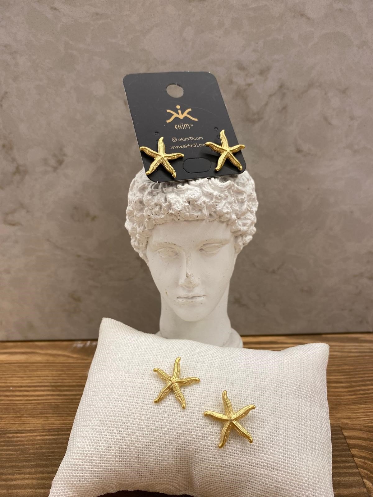 Mat Gold Kaplama Deniz Yıldızı Küpe