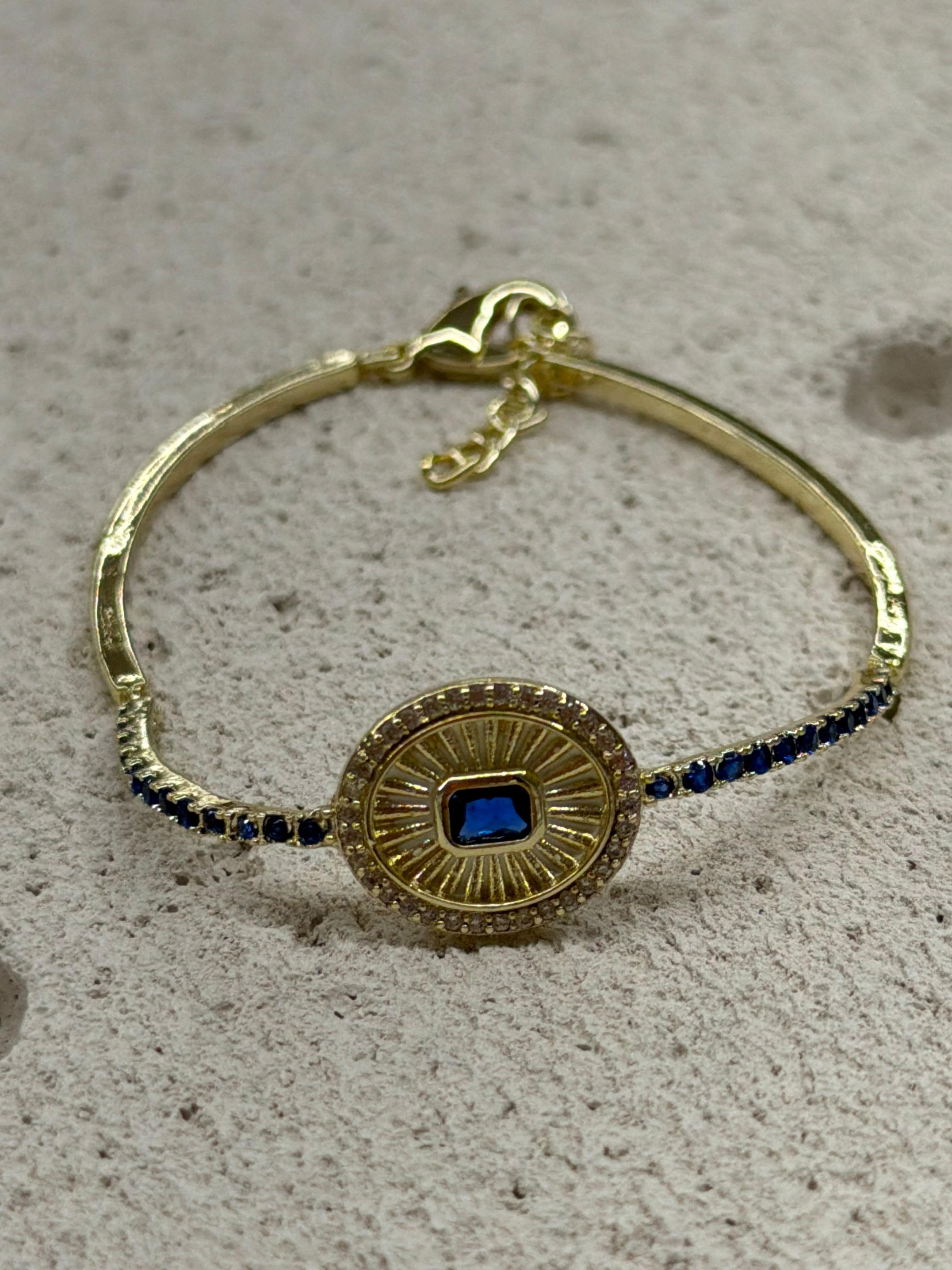 Mavi Taşlı Oval Bileklik