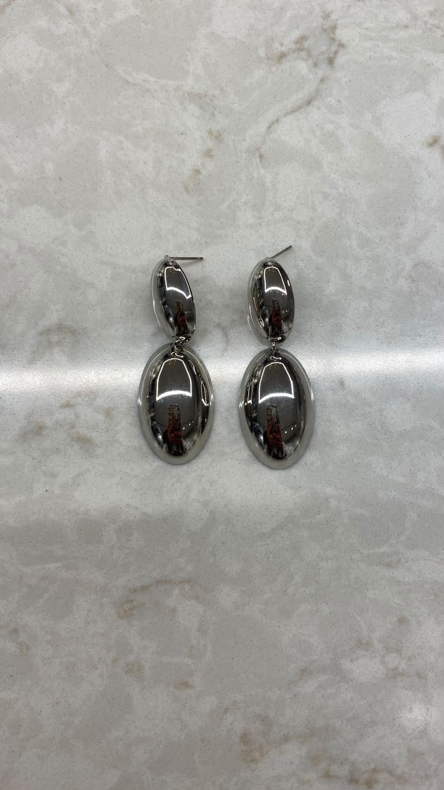 Oval Sallantı Silver Küpe