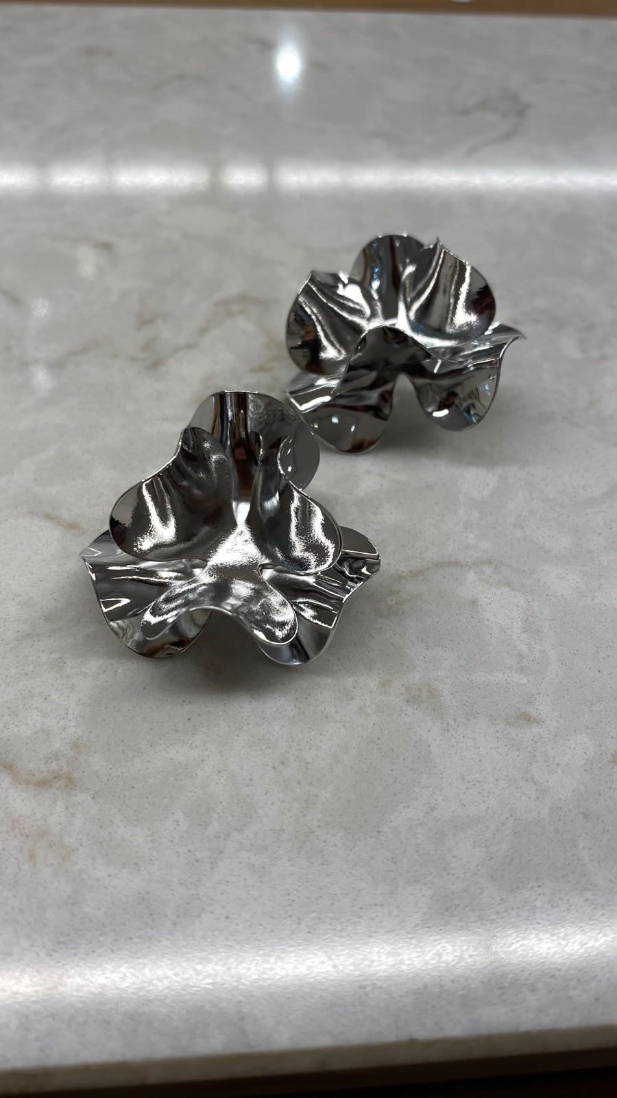 Soyut Silver Çiçek Küpe