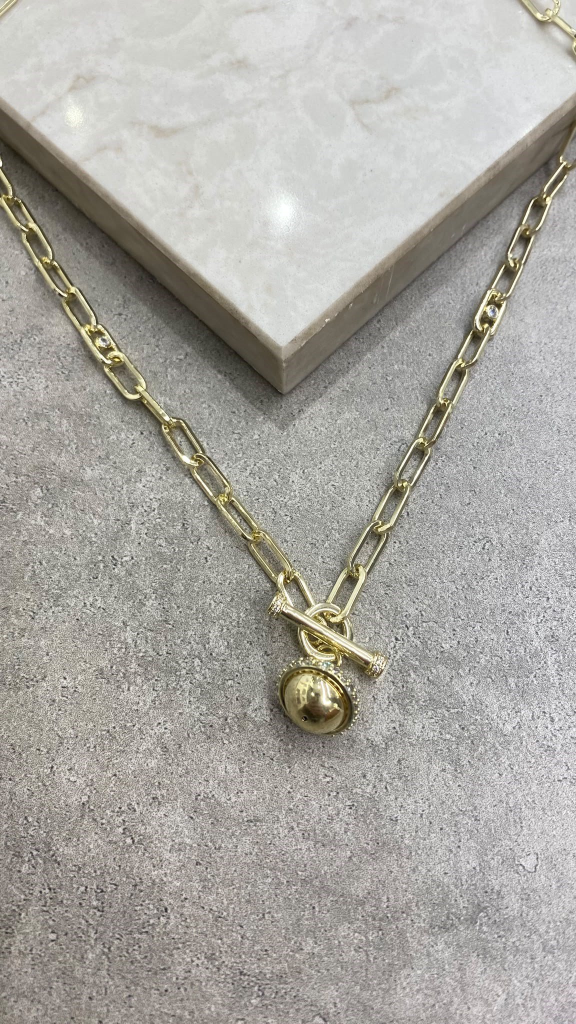 Top Detaylı Halka Zincir Gold kolye 