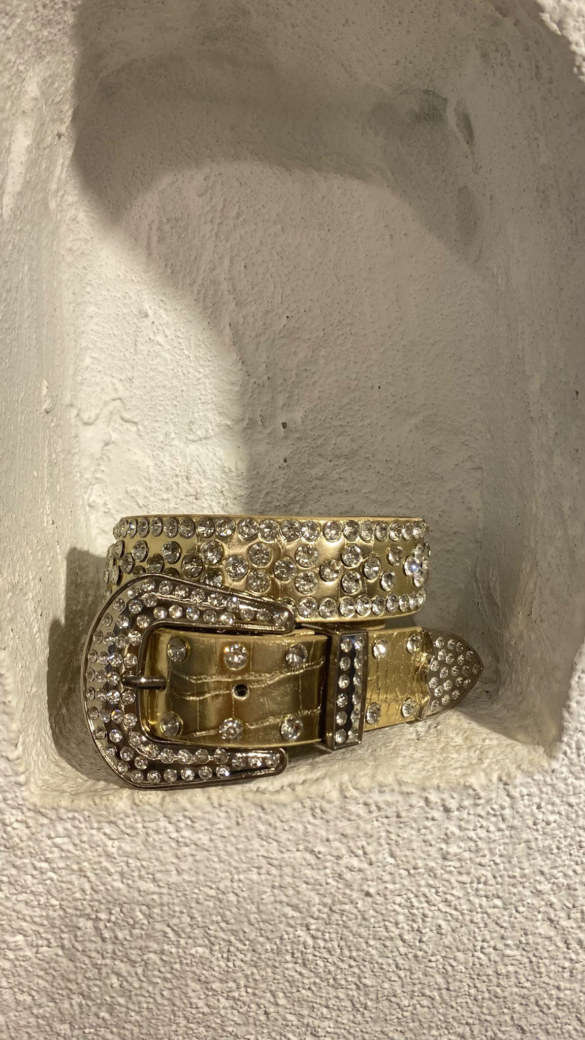 Yılan Derisi Model Gold Taşlı Kemer