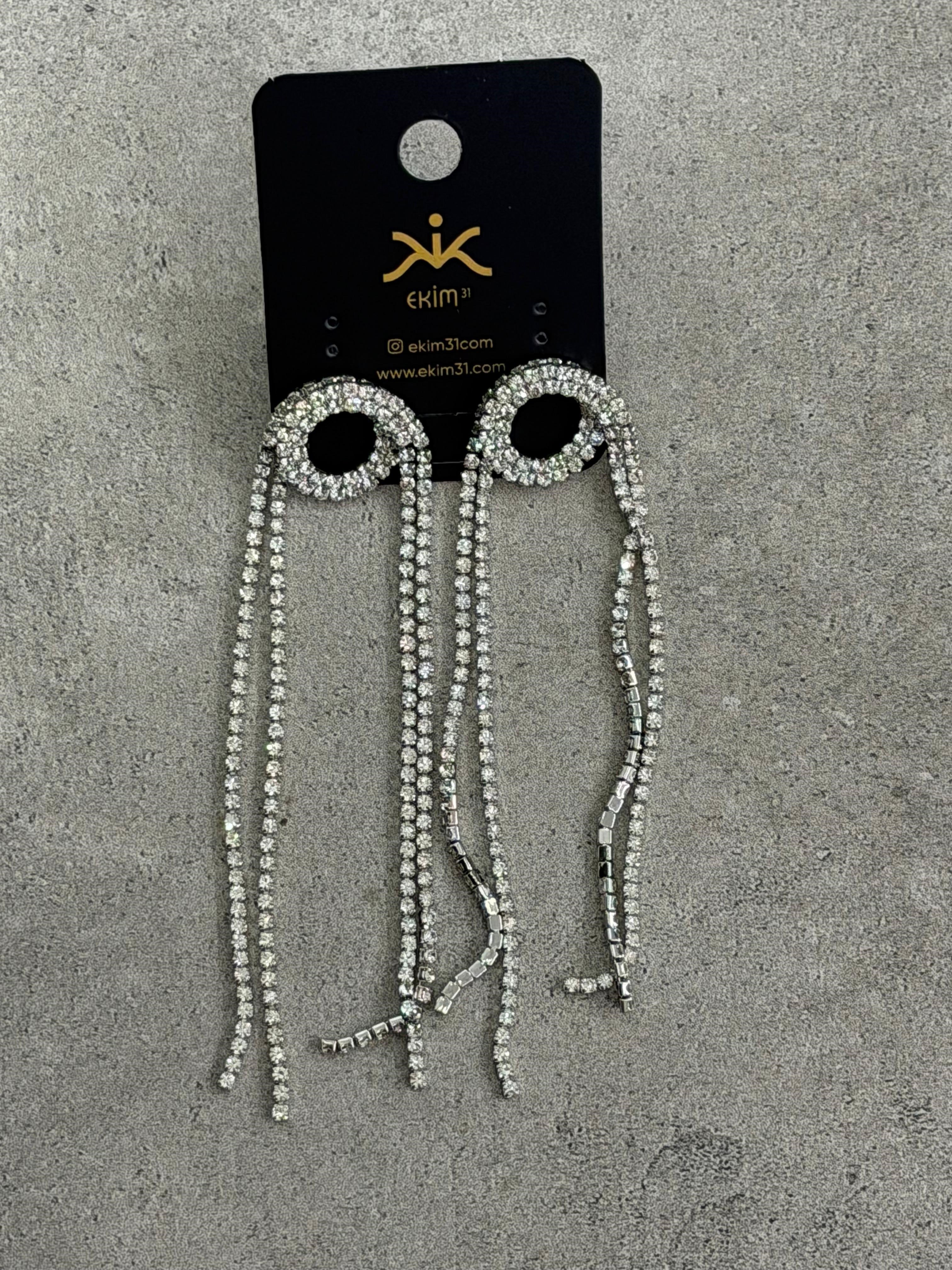 Yuvarlak Sallantılı Zircon Taş Küpe