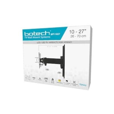 Hareketli TV Askı Aparatı - 10-27 İnç - 26-70 cm - LCD LED TV Uyumlu  - 180 Derece Dönebilir