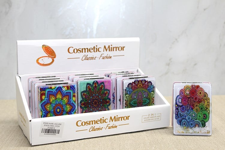 Mandala Desenli Hareketli Sulu El Aynası - Model 2