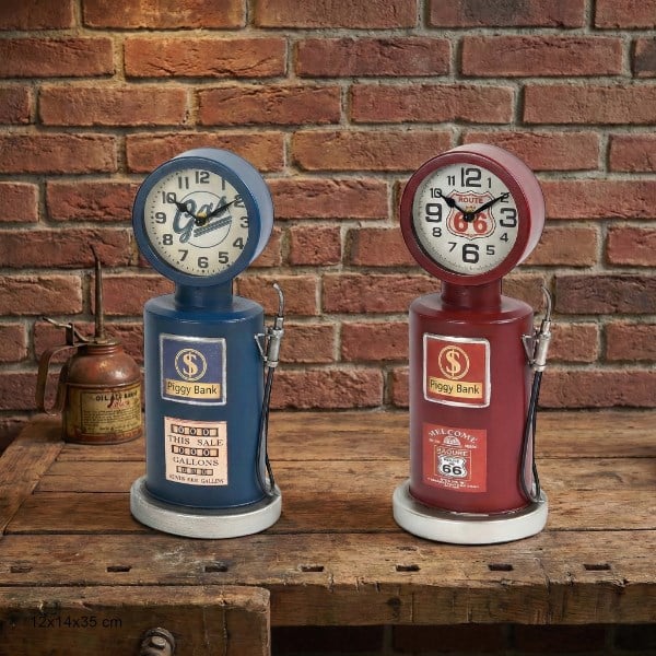 Retro Benzin Pompası Tasarımlı Masaüstü Saat