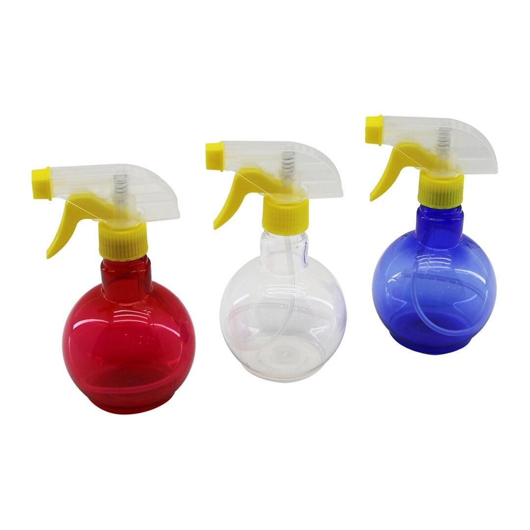 Şeffaf Tombul Boş Sprey Şişesi - 350 ml - Püskürtücü Başlık - Renkli