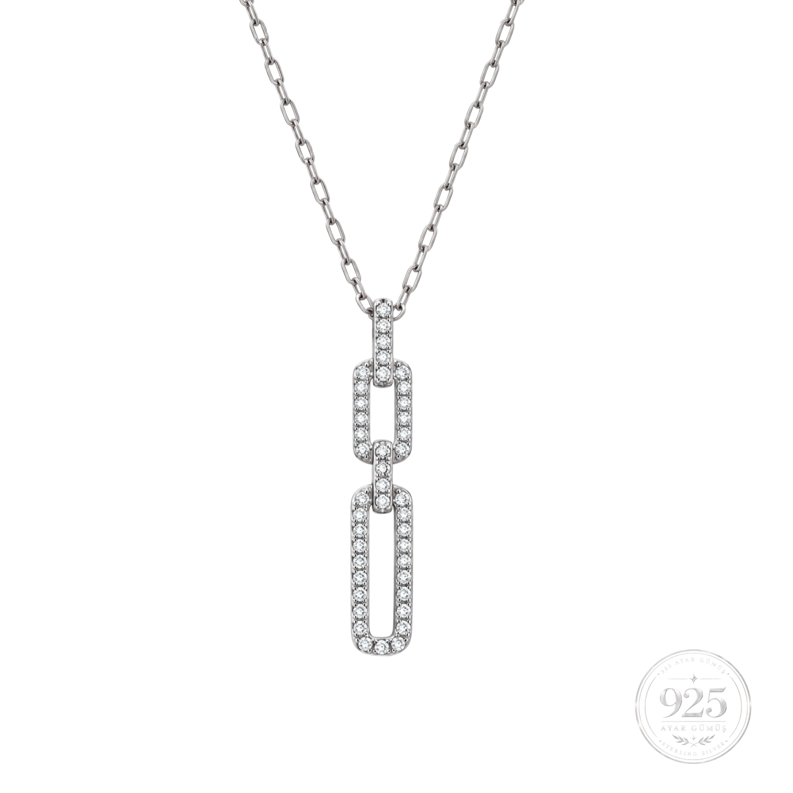 Servi 925 Ayar Gümüş Chain Glow Ataç Kolye