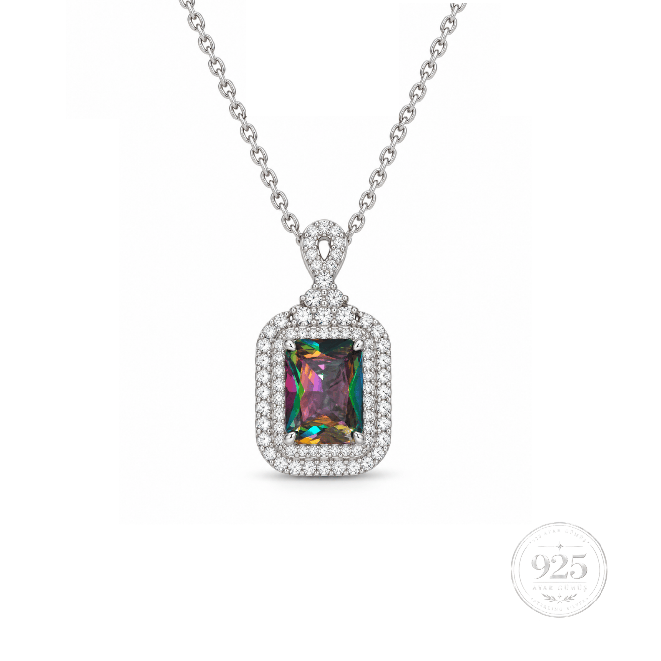 Servi 925 Ayar Gümüş Mystic Royal Baget Taşlı Kolye
