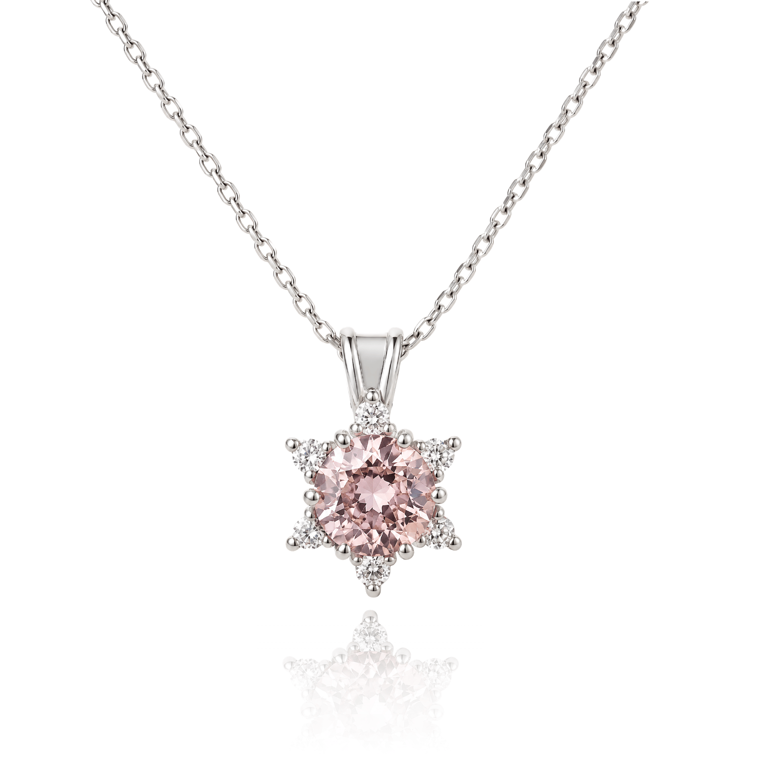 Servi 925 Ayar Gümüş Pembe Zirkon Taşlı Minimal Lotus Çiçeği Kolye