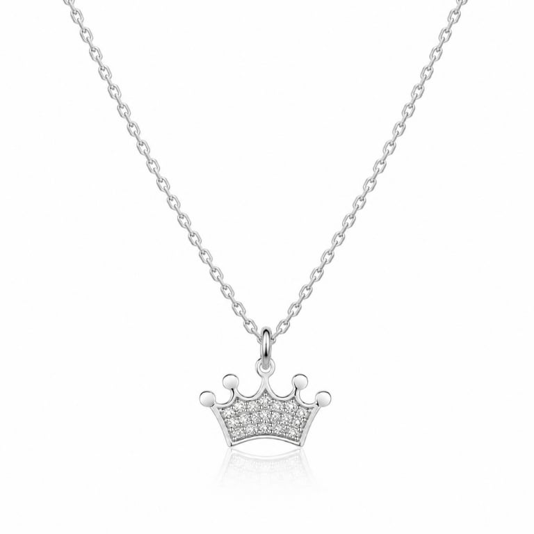 Servi 925 Ayar Gümüş Queen Taç Kolye
